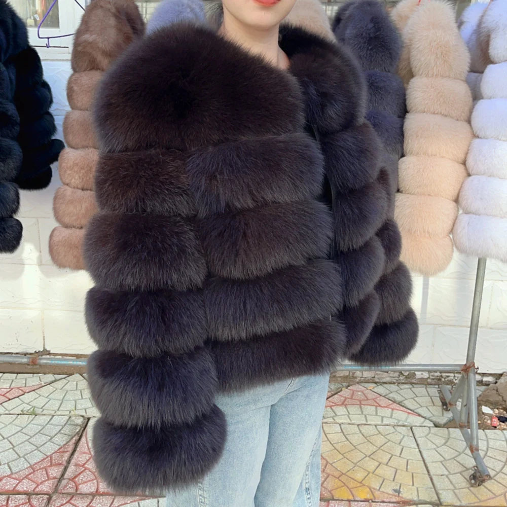 QUEENTINA Fox Fur Coat Real Winter Women'S New Fashion Furry 2025 Leather And Skin White Clothing Natural New In Coats & Jackets