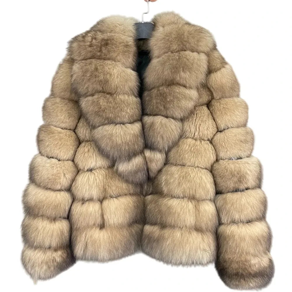 Fox Fur Coat – Winter High-End – Fox Fur – Colorful Sable | KIMLUD
