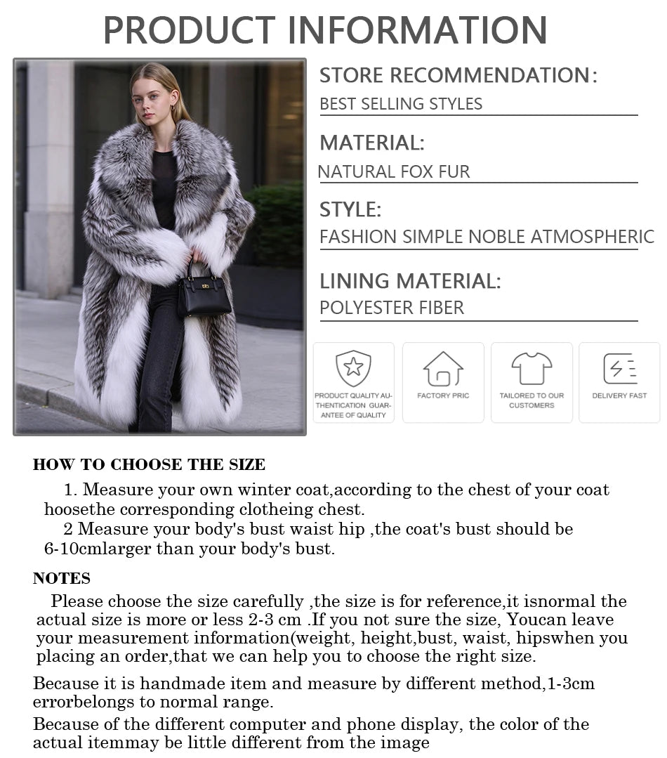 Fox Fur Coat – Turn-Down Collar – Fox Fur – Silver | KIMLUD