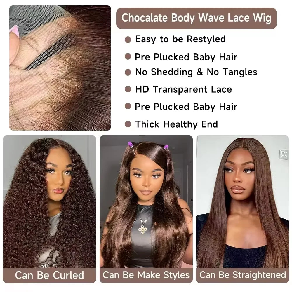 Lace Front Wig – HD Lace Front – Swiss Lace – Chocolate Brown | KIMLUD