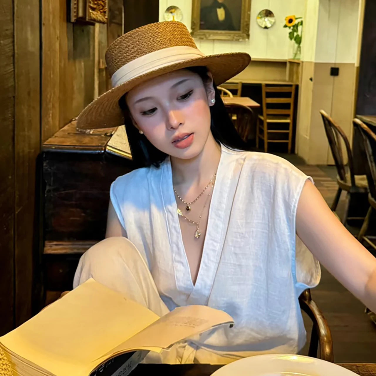 Wide Brim Hats Ribbon Straw Sun Protection — Natural | KIMLUD