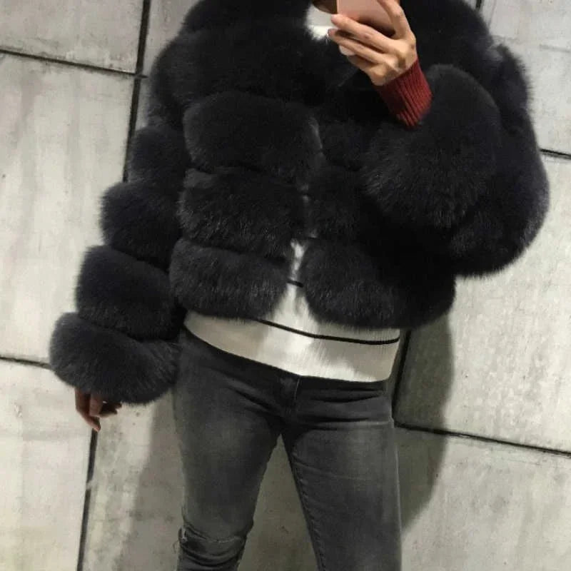 Faux Fur Coats Women Short Coat Jackets Elegant Jacket  Autumn Winter Y2k Furry Outerwear Mom Splice Thick Warm Coffe Coats