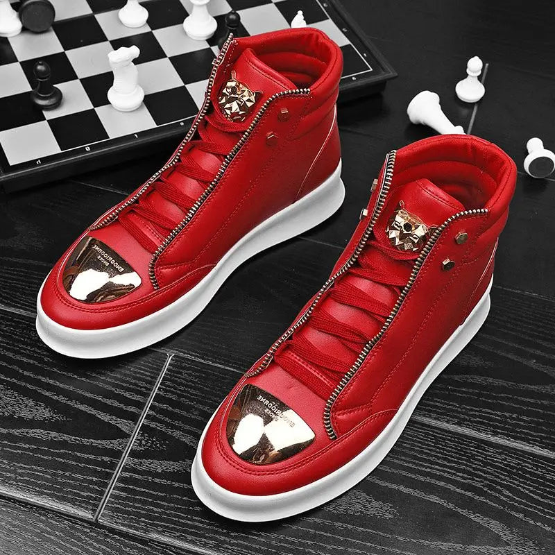 KIMLUD, Red Snakeskin High Top Sneakers Men Brand Luxury Designer Shoes Fashion Party Club Hip Hop Streetwear Shoes Men Casual Sneakers, KIMLUD Womens Clothes