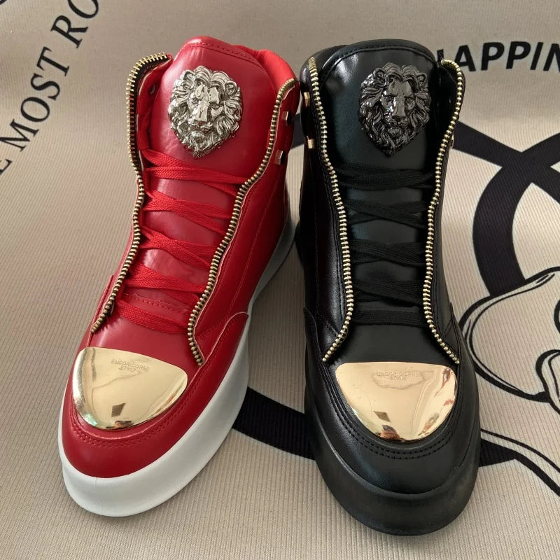 High-Top Zip-Decorated Sneaker With Breathable Mesh Lining — Black | KIMLUD