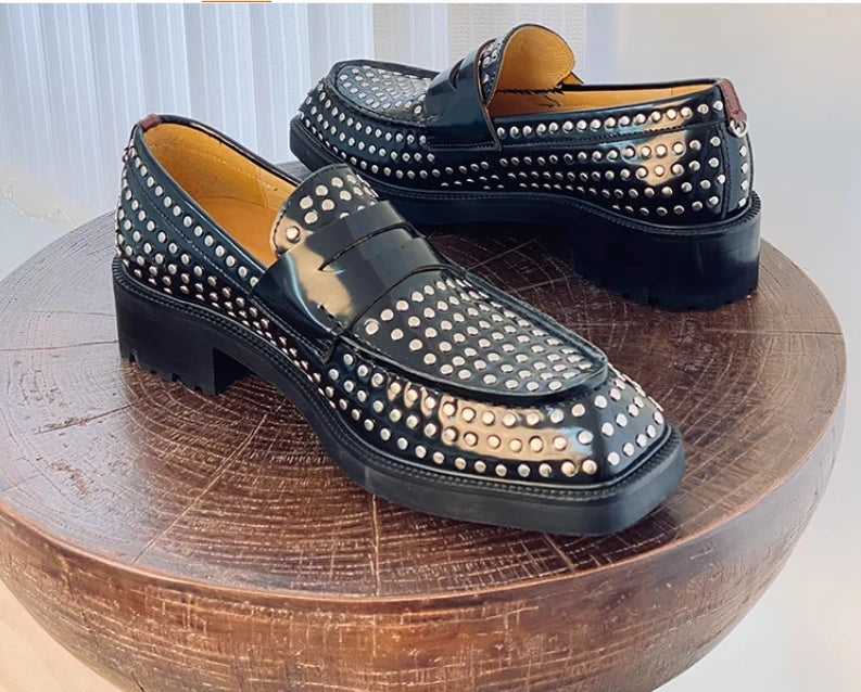 Genuine Leather Solid Loafer Shoes — Black | KIMLUD
