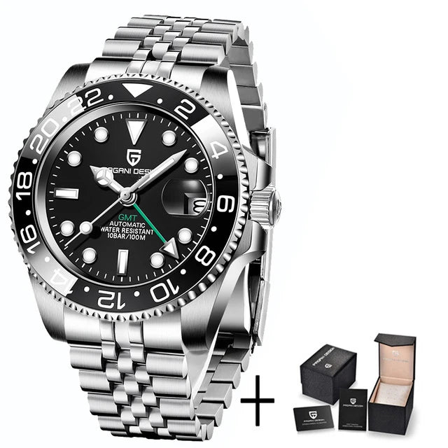 PAGANI DESIGN Top Brand Men Mechanical Wristwatches Luxurys Ceramic Bezel GMT Watches Automatic 100m Waterproof Watch for Men