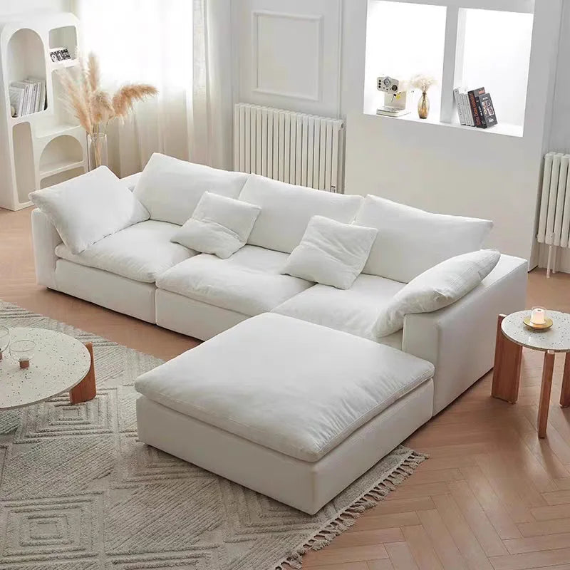 Velvet Sectional Sofa L-Shaped 2-3 Seater With Tufted Back And Stainless Steel Base — Customized | KIMLUD