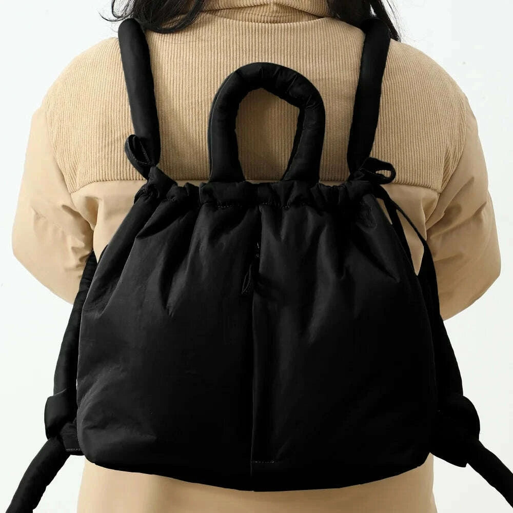 KIMLUD, Puffer Backpack For Women Handbag With Top Handle Shoulder Bag Soft Lightweight Drawstring Puffy Tote Carry On Bag, KIMLUD Womens Clothes