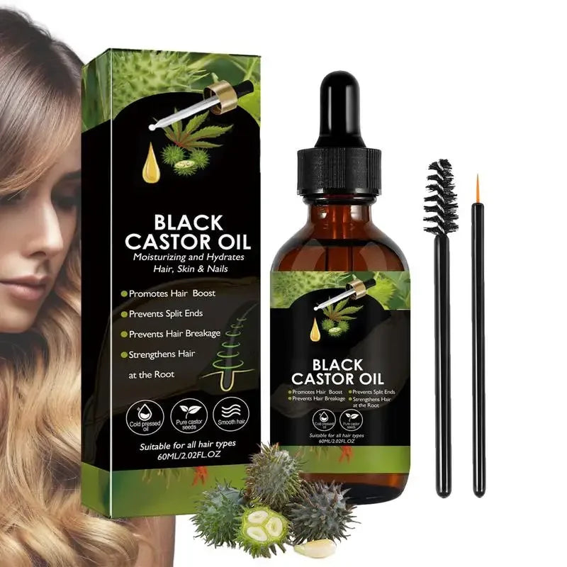 Black Castor Oil for Hair 60ml Moisturizing Hair Oil Care Liquid Jamaican Black Castor Hair Oil Gentle Natural