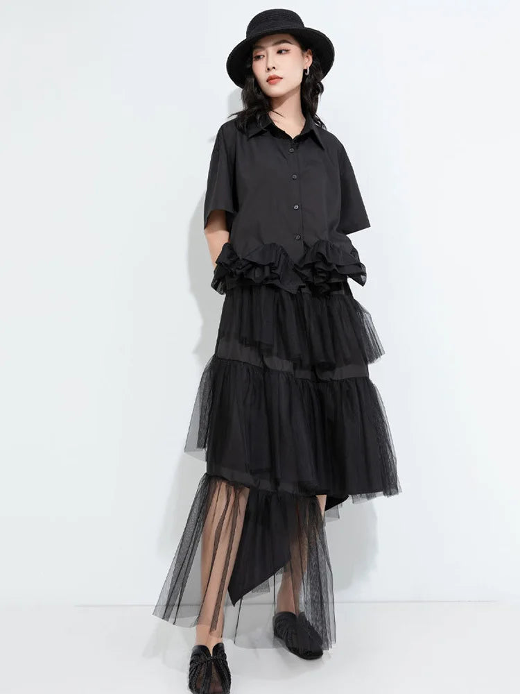A-Line Skirt – High Elastic Waist – Jersey – Black | KIMLUD