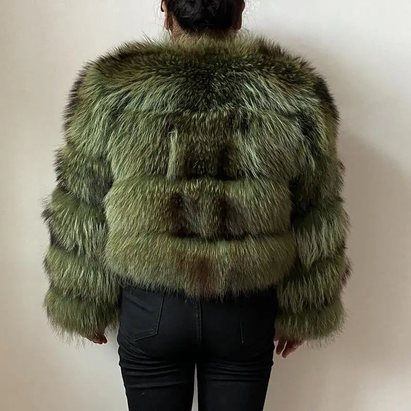 KIMLUD, BEIZIRU Real Raccoon Fur Coat Women Winter Long Sleeve Natural Luxury Jackets  Thick  Top, KIMLUD Womens Clothes
