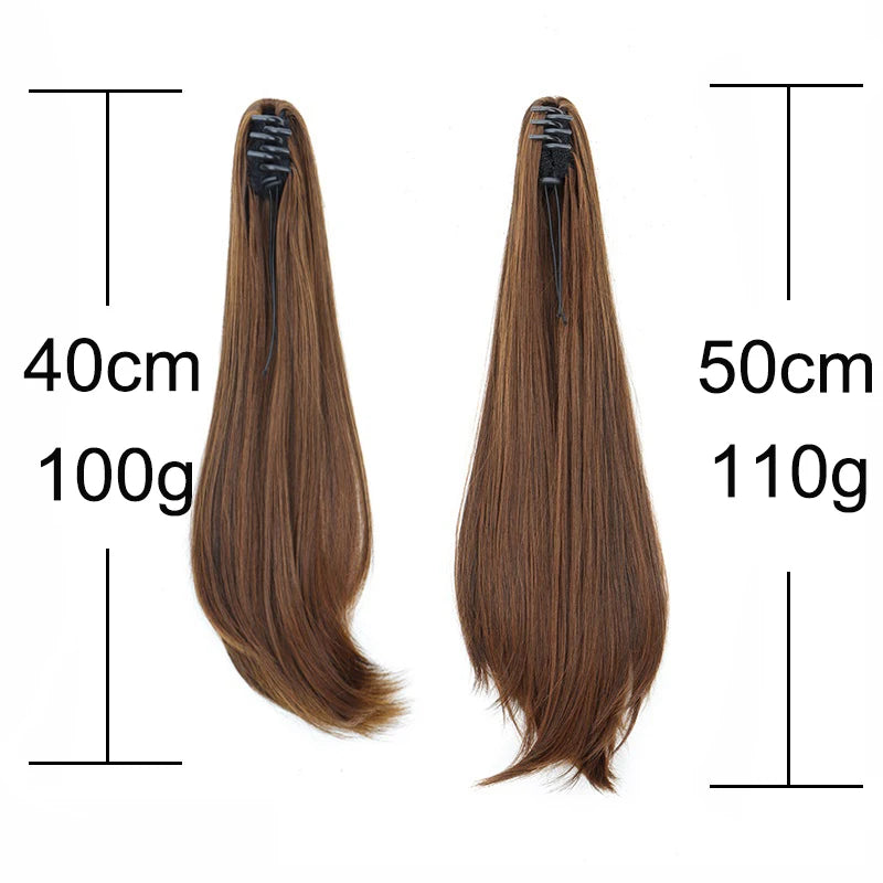 Clip-In Ponytail Extension – 40/50cm Length – High Temperature Fiber – Black Brown | KIMLUD