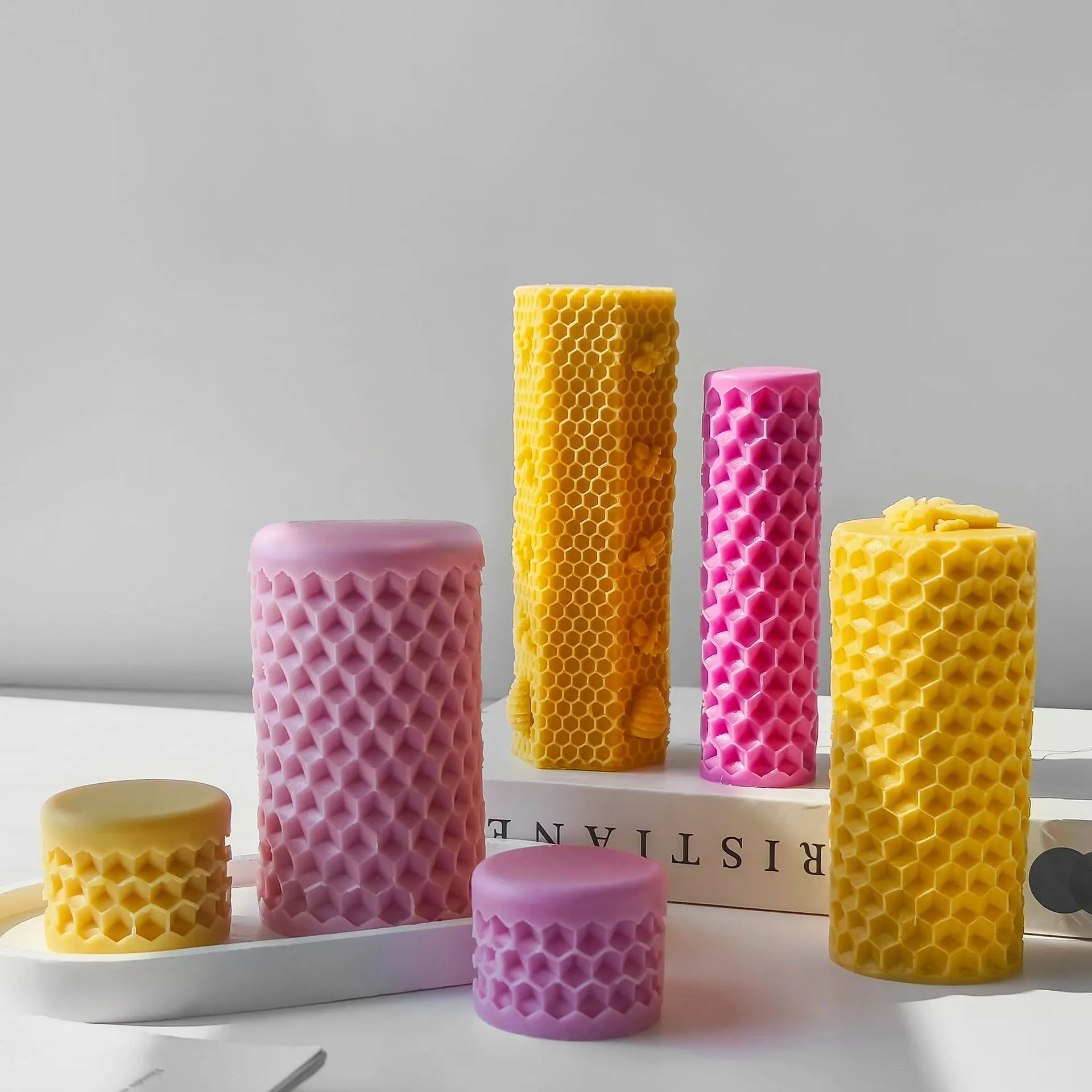 KIMLUD, 3D Silicone Candle Soap Mold Handmade DIY Plaster Sculpture Honeycomb Cylinder Homemade Scented Aromatherapy Gifts silicone mold, KIMLUD Womens Clothes