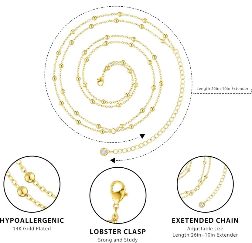 Gold-Plated Stainless Steel Waist Chain With Satellite Beads — Gold | KIMLUD