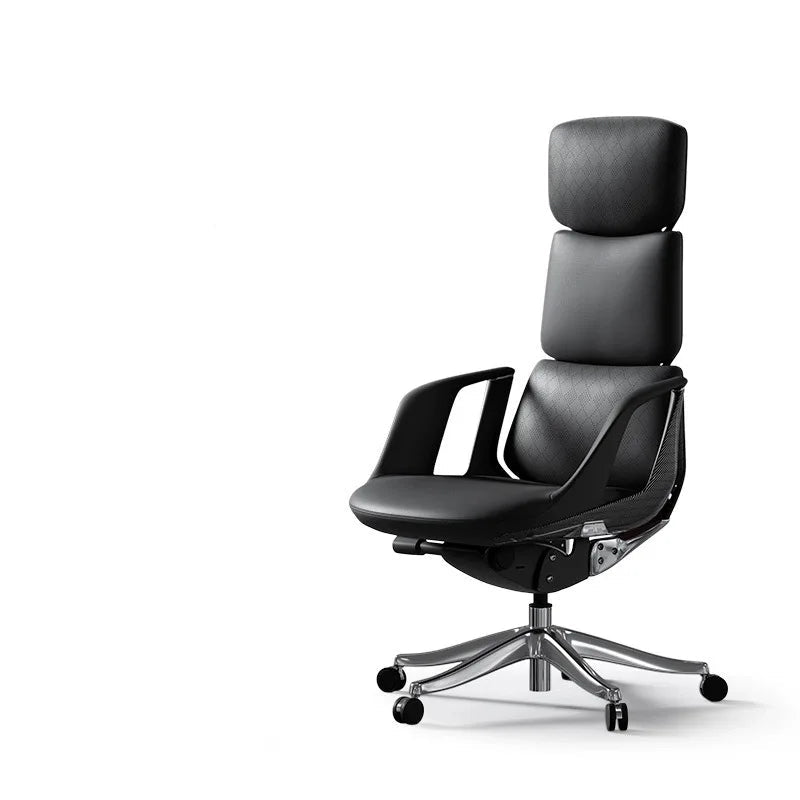 Genuine Leather Solid Office Chair — Burgundy | KIMLUD