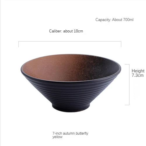 Porcelain Japanese Ramen Bowl Large — Black | KIMLUD