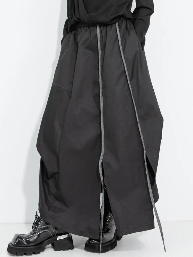A-Line Skirt – High Elastic Waist – Polyester Cotton – Black | KIMLUD