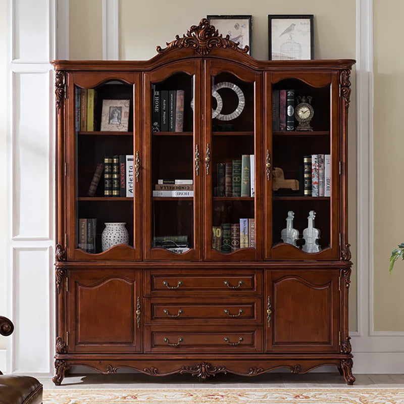 American solid wood four-door large bookcase large capacity shelf