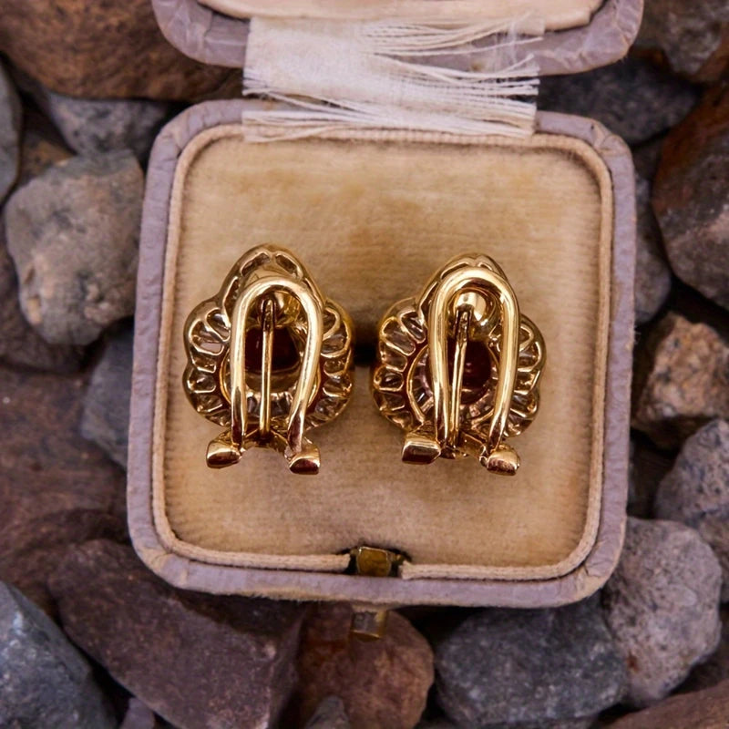 1pair Luxury Women's Earring Red Cubic Zirconia Wedding Anniversary Stud Earring Gift Women's Elegant Accessory Jewelry