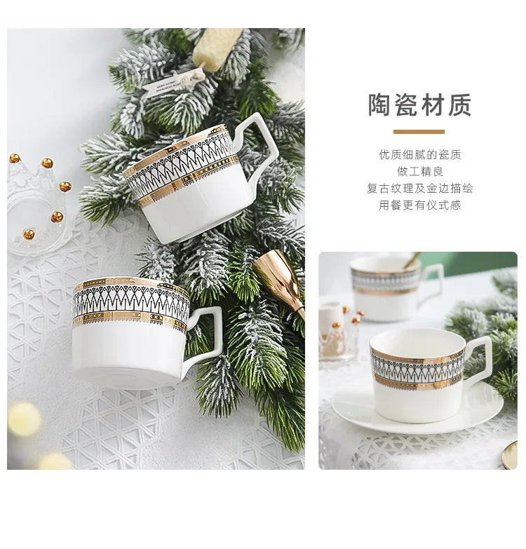 Ceramic Dinner Plates Golden Bead Trim — White | KIMLUD