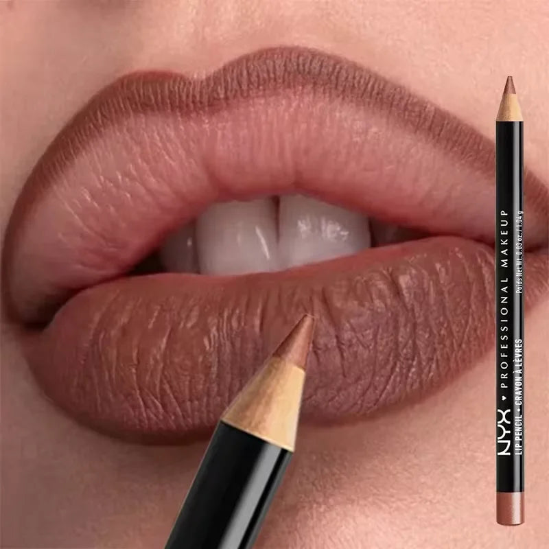 Slim Lip Pencil Nude Matte Brown Lipstick Long-lasting Waterproof Plumping Lip Stain Natural Brown Lipliner Makeup Professional