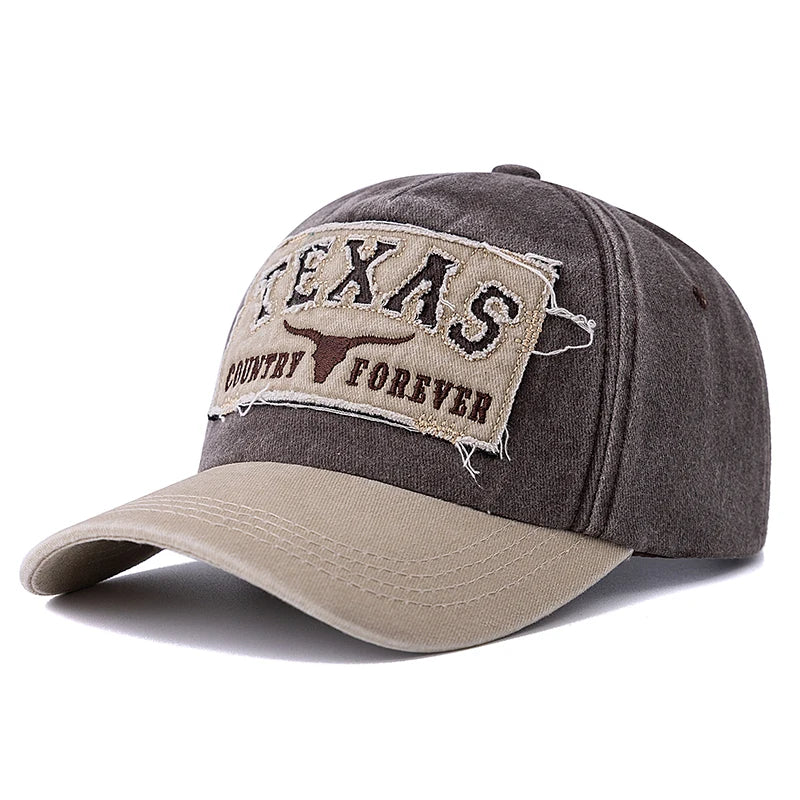 Hot Sale Unisex Washed Cotton Vintage Baseball Cap TEXAS Letter Embroidery Outdoor Sports Dad Hat For Men And Women