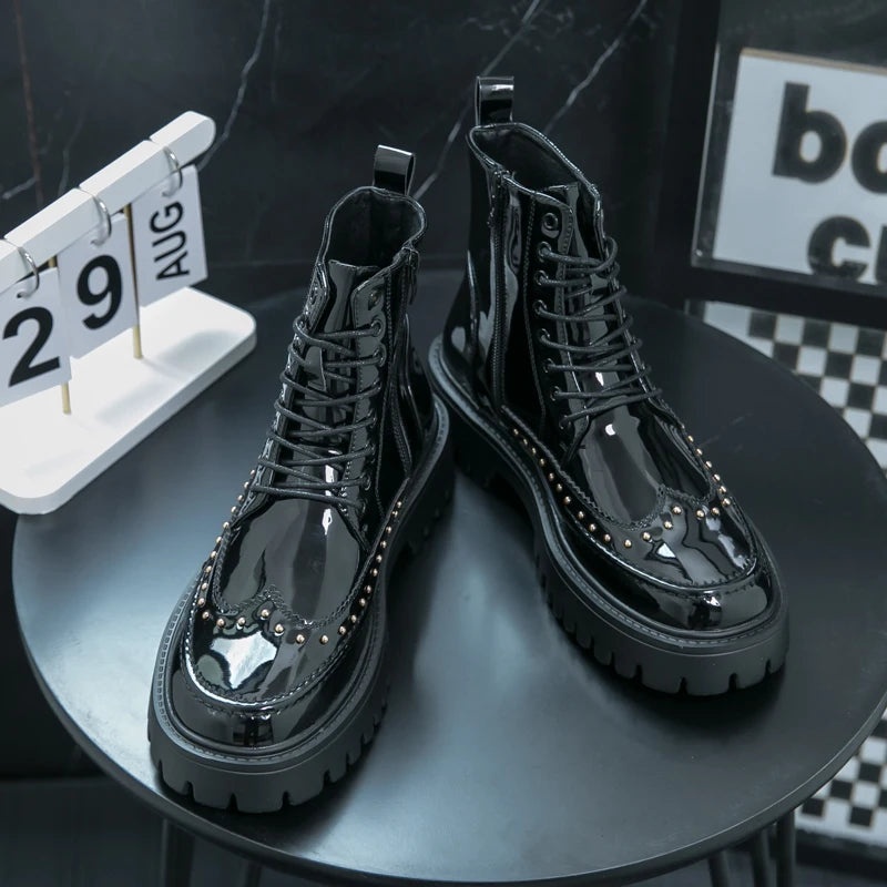 Men's Motorcycle Boots – Platform – Genuine Leather | KIMLUD