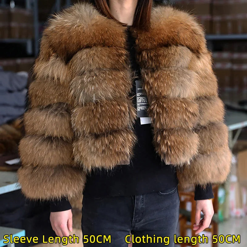 KIMLUD, 2024 maomaokong Super Hot Winter Women Luxury Thick Real Raccoon Fur Coat Natural Fox Fur Jacket Plus Size Jackets Female Vest, KIMLUD Womens Clothes