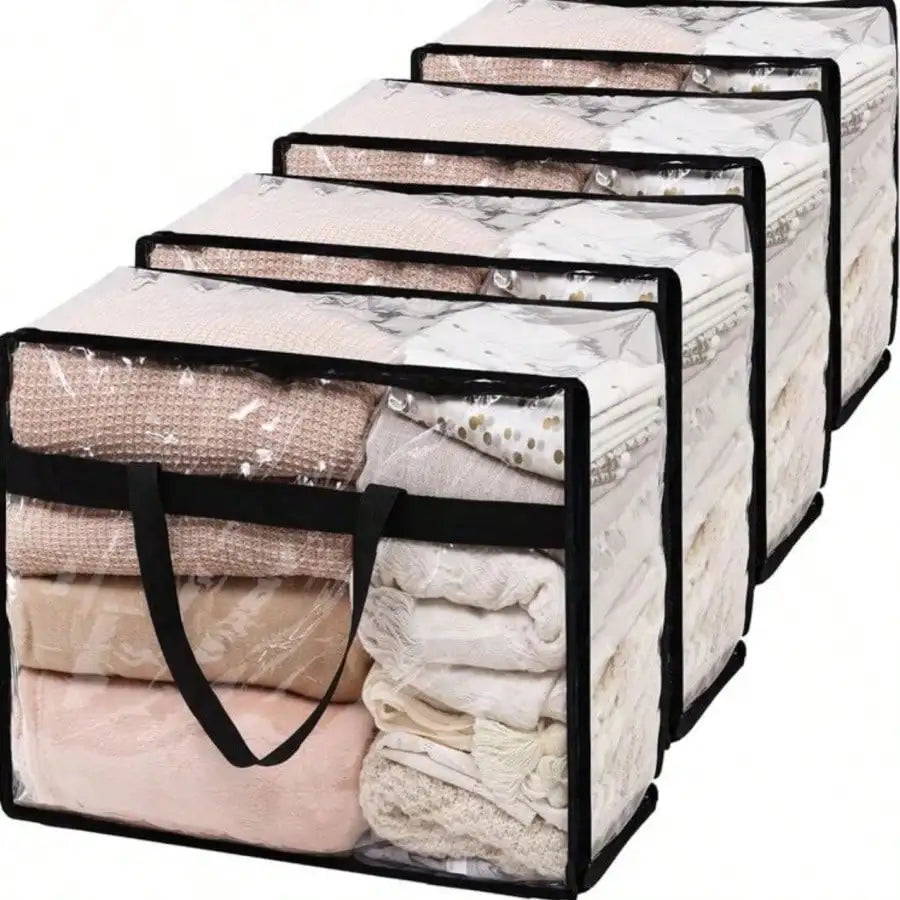 Nylon Storage Bag Zipper Handles — Transparent | KIMLUD