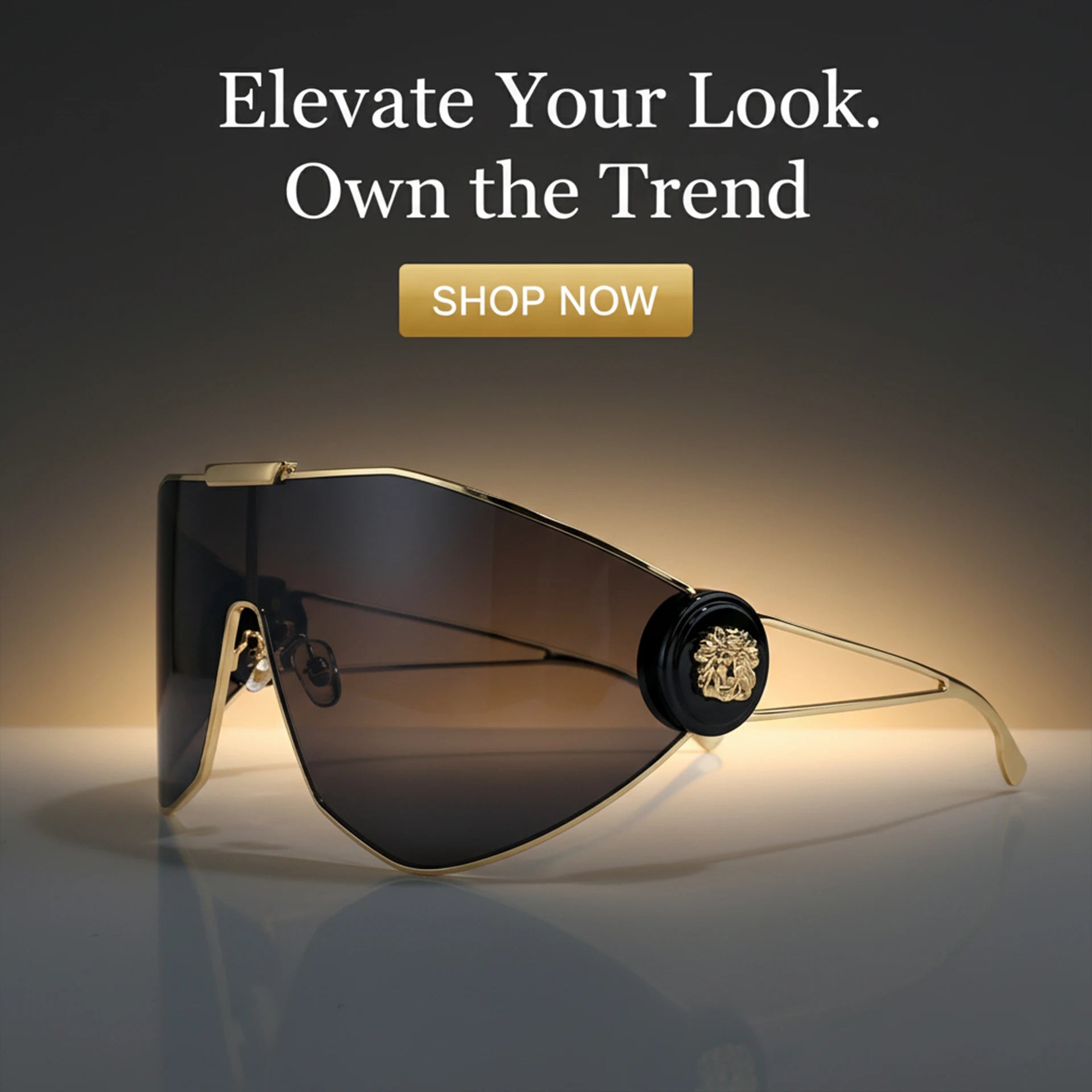 Plastic Oversized Sunglasses Solid — Gold | KIMLUD