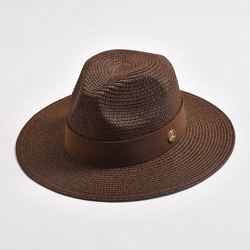 Summer Straw Hats for Women Men Panama Travel Beach Sun Hat Ribbon Decoration Elegant Luxury Jazz Hat