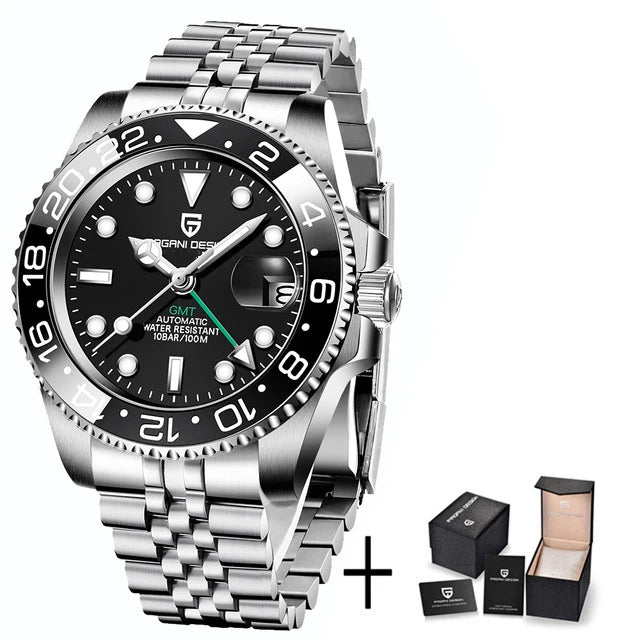 PAGANI DESIGN V4 GMT Watches Men's Luxury Automatic Mechanical Wristwatch Sapphire Glass 40MM Stainless Steel Waterproof Watch
