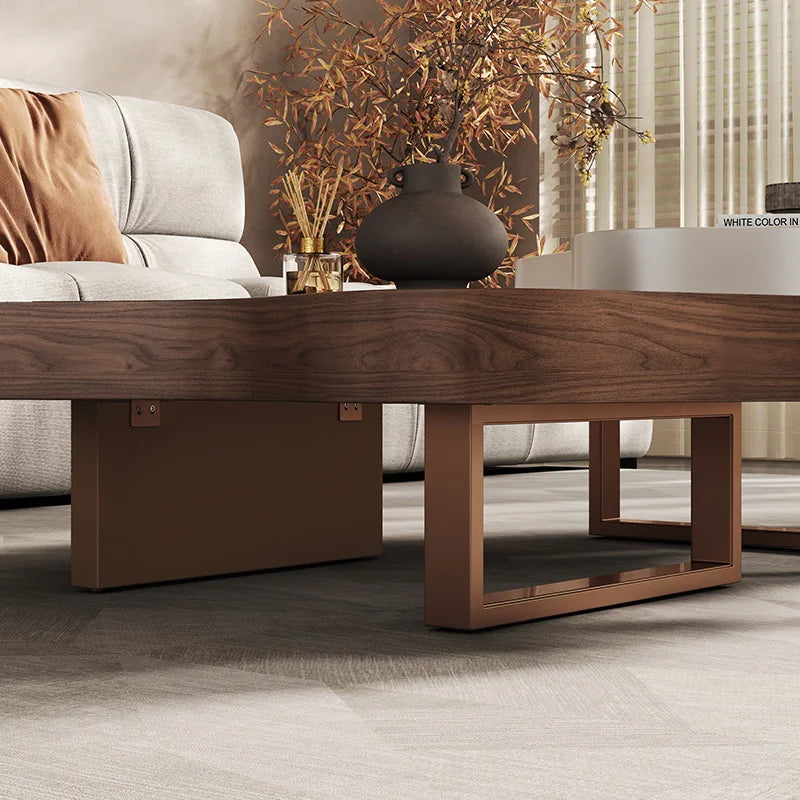 Italian Style Coffee Table Rectangle — Walnut Ivory | KIMLUD