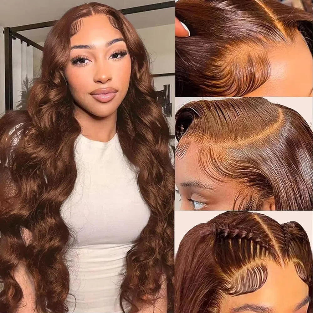 HD Lace Front Wig Body Wave 46in 200 Density — Chocolate Brown | KIMLUD
