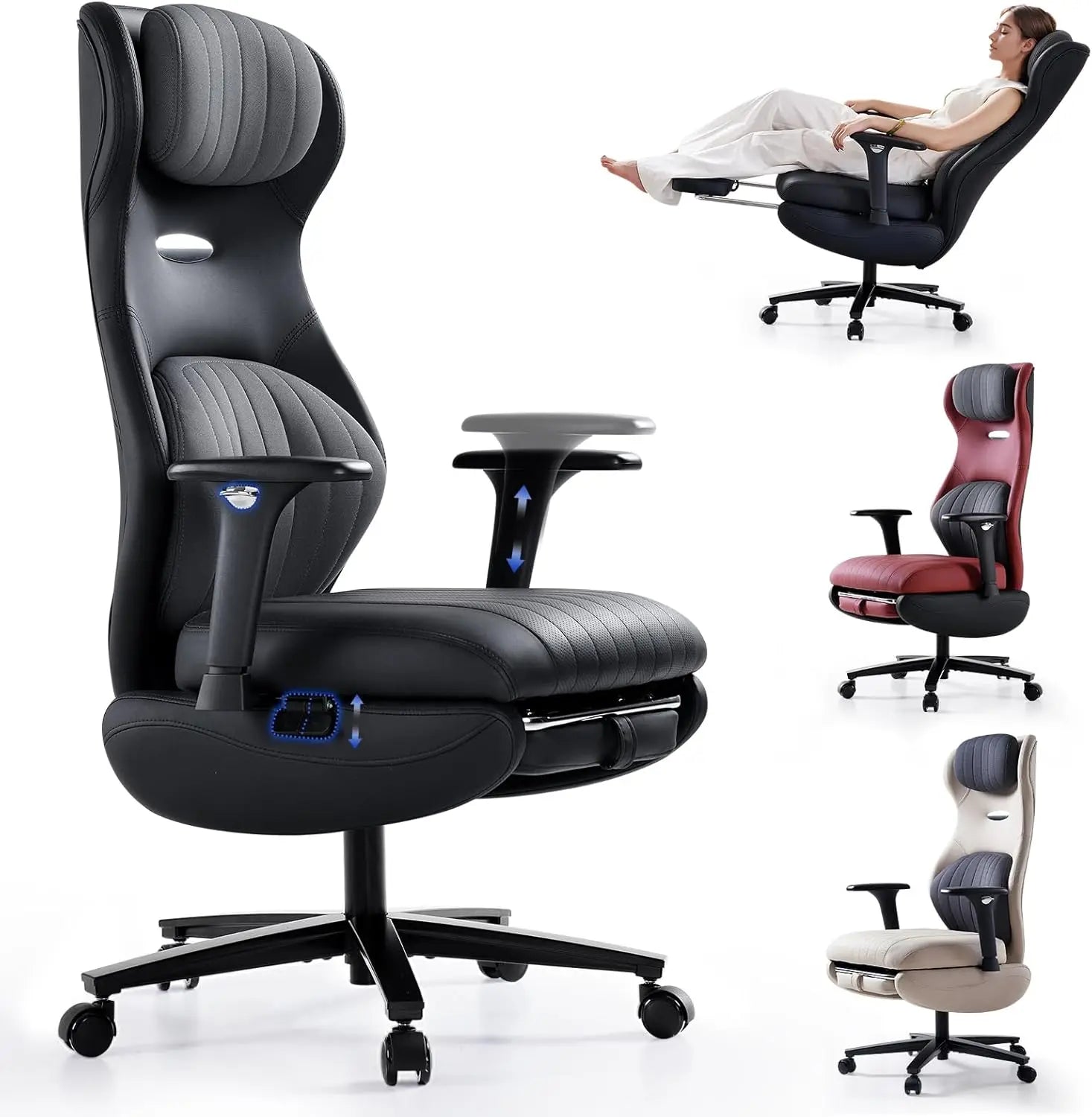 KIMLUD, Ergonomic Office Chair with Foot Rest Reclining Chair with Adjustable Arms and Headrest High Back Gaming Chair with Lumbar, KIMLUD Womens Clothes
