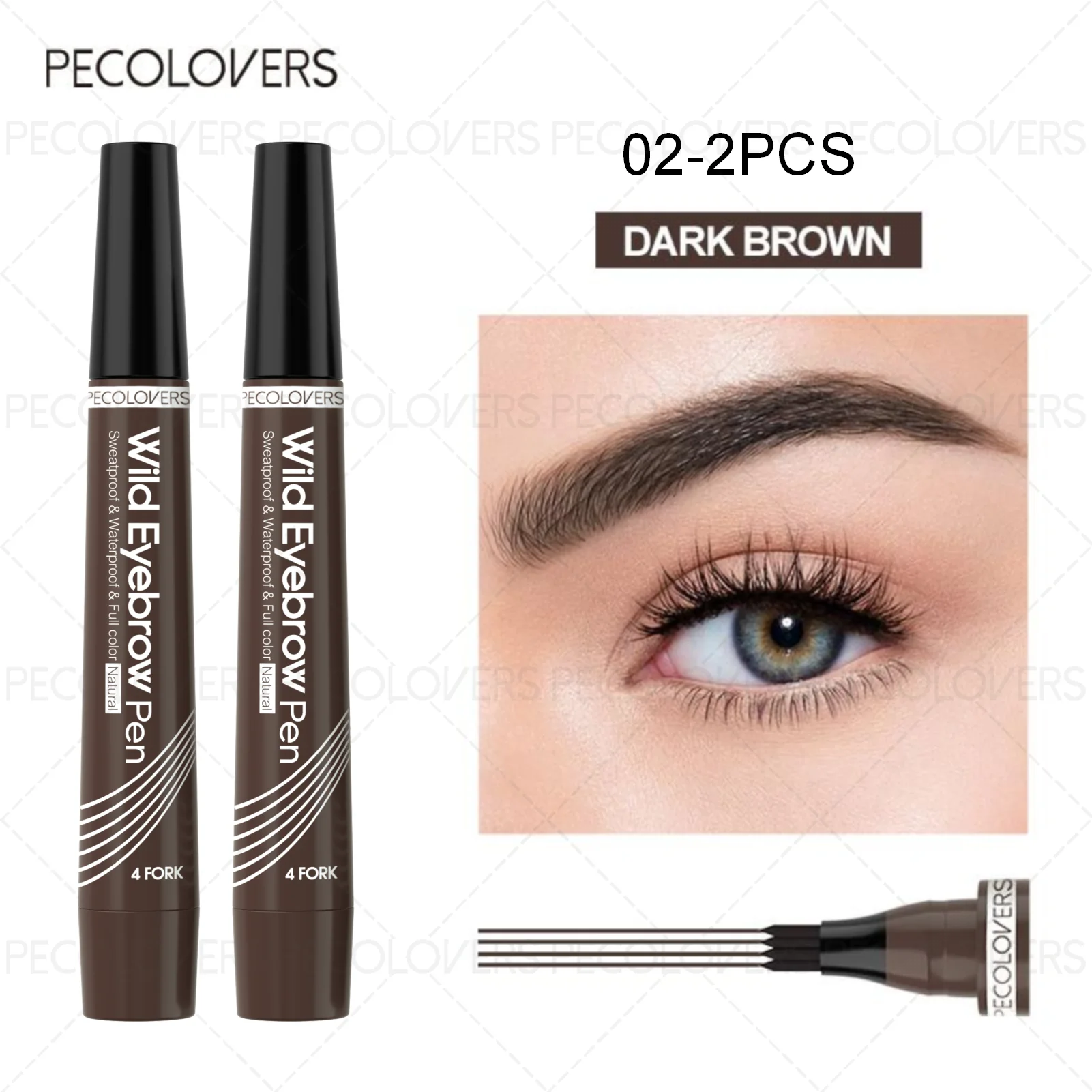 6 Colors 1pc Eyebrow Pen Waterproof 4 Split Tip Eyebrows Pen Eyebrow Tattoo Pen Waterproof Liquid Black Eyebrow Makeup Pencil