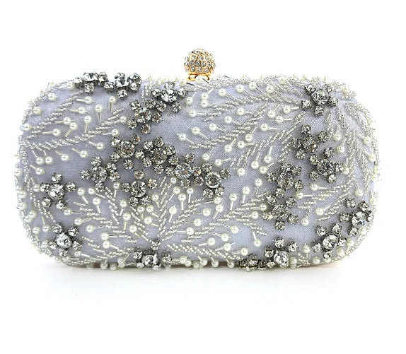 Women's Clutch Bag Crystal Pearl Clutch Purse Luxury Handbag Embroidery Evening Bag Wedding Bag for Bridal Shoulder Bag ZD1529