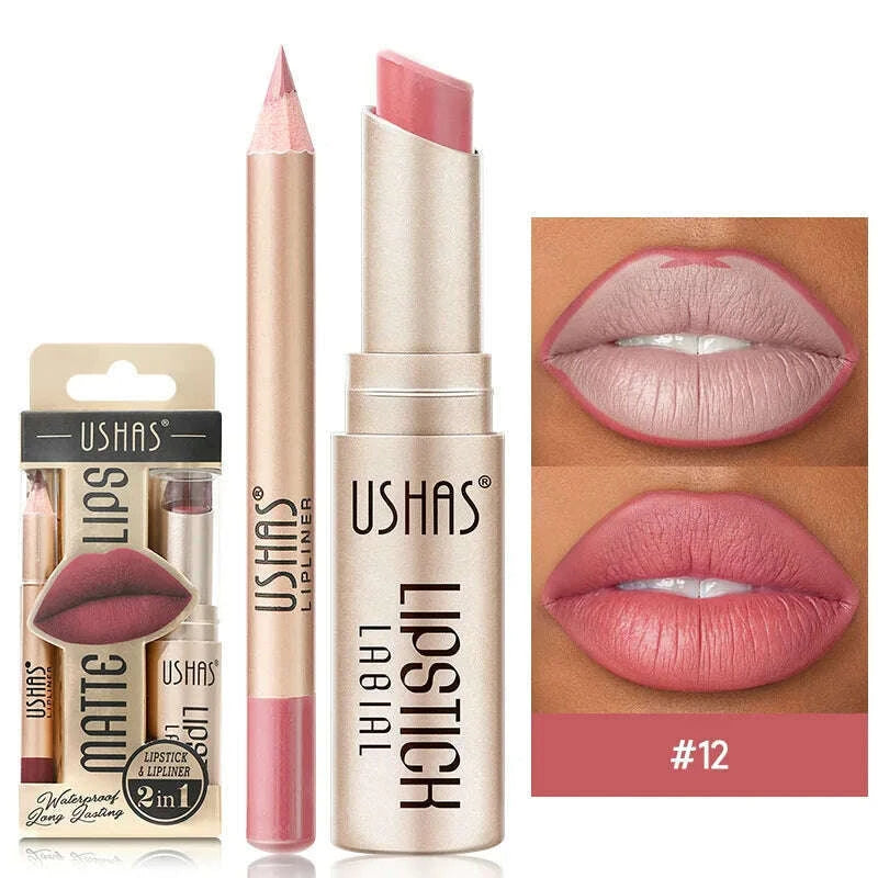 ushas-12-color-lip-liner-lipstick-set-easy-coloring-matte-lipstick-long-lasting-nude-red-lipstick-kimlud-kimlud-33921764