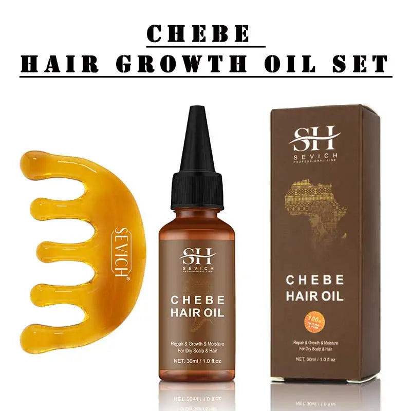 Chebe Oil Set Scalp Massager Comb Tool — Amber-Gold | KIMLUD