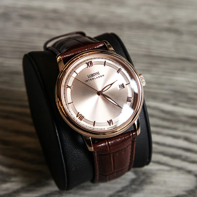 Switzerland LOBINNI Men Watches Luxury Brand Perpetual Calender Japan MIYOTA Auto Mechanical Men's Clock Sapphire Leather