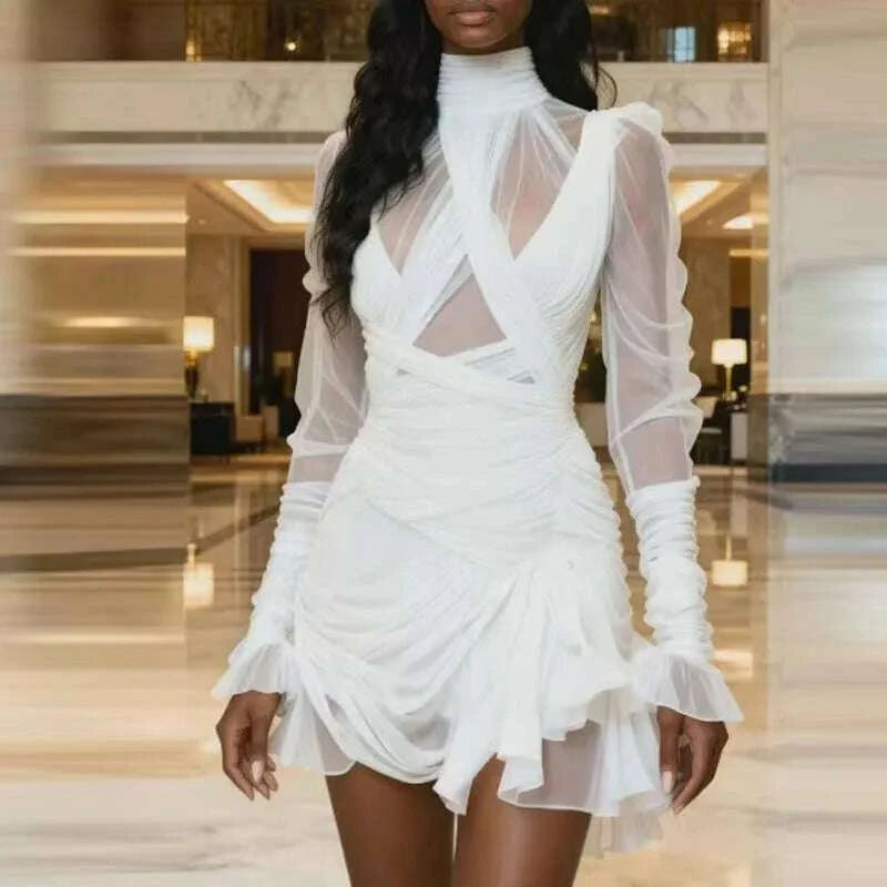 fashion-high-collar-draped-ruffle-mini-dress-elegant-hight-waist-solid-color-short-dress-casual-long-sleeve-womens-party-dresskimludkimlud-35573295