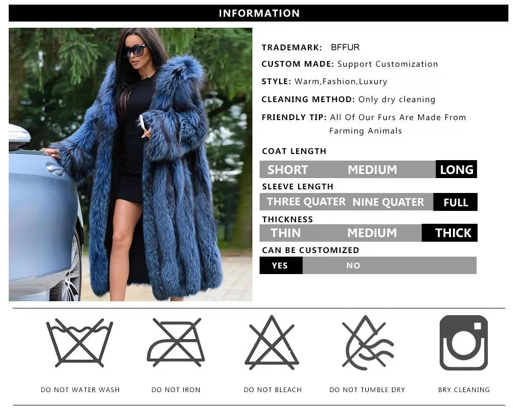Fox Fur Coat – Real Full Pelt – Hooded Silhouette | KIMLUD