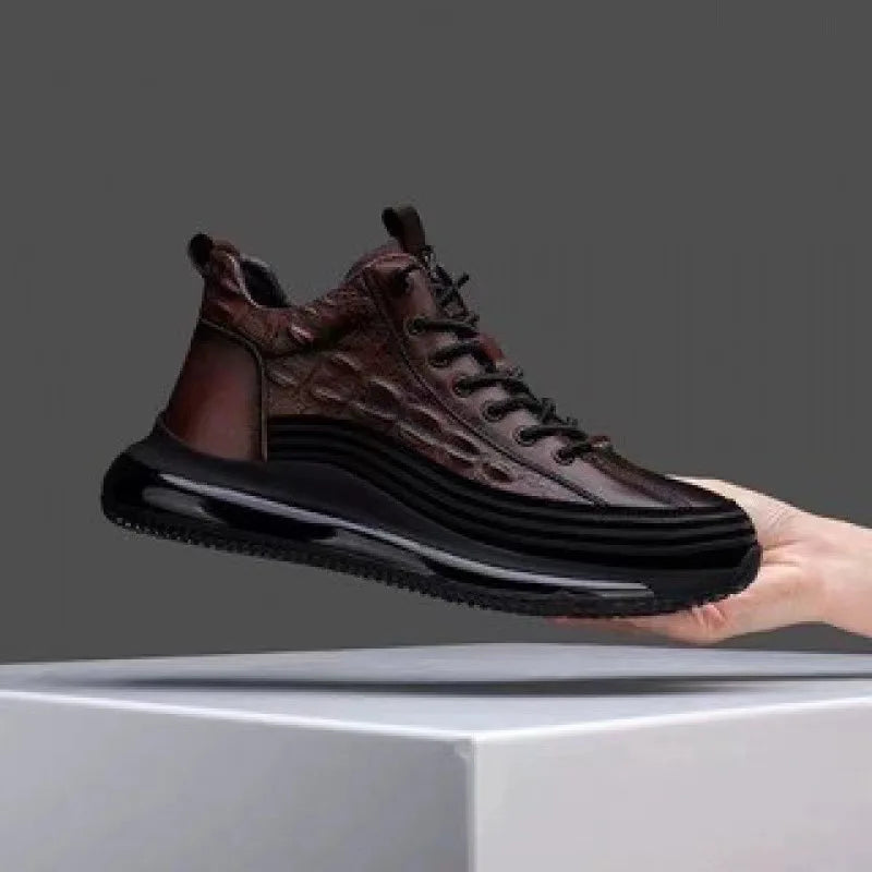 Men's Shoes – Thick Bottom – Crocodile Pattern – Casual | KIMLUD