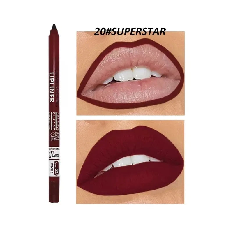 20 Color Waterproof Matte Lipliner Pencil Natural Violet Pro Lip Liner Makeup Nude Lips Contour High Pigment Lipstick Cosemetics