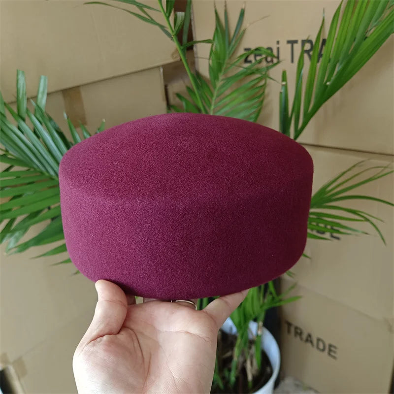 100 Percent Wool Felt Fedora Hat Hard Top — Black | KIMLUD