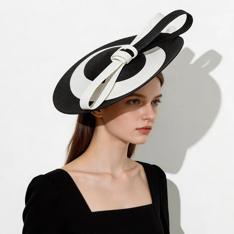Straw Striped Fascinator Headpiece — Natural | KIMLUD