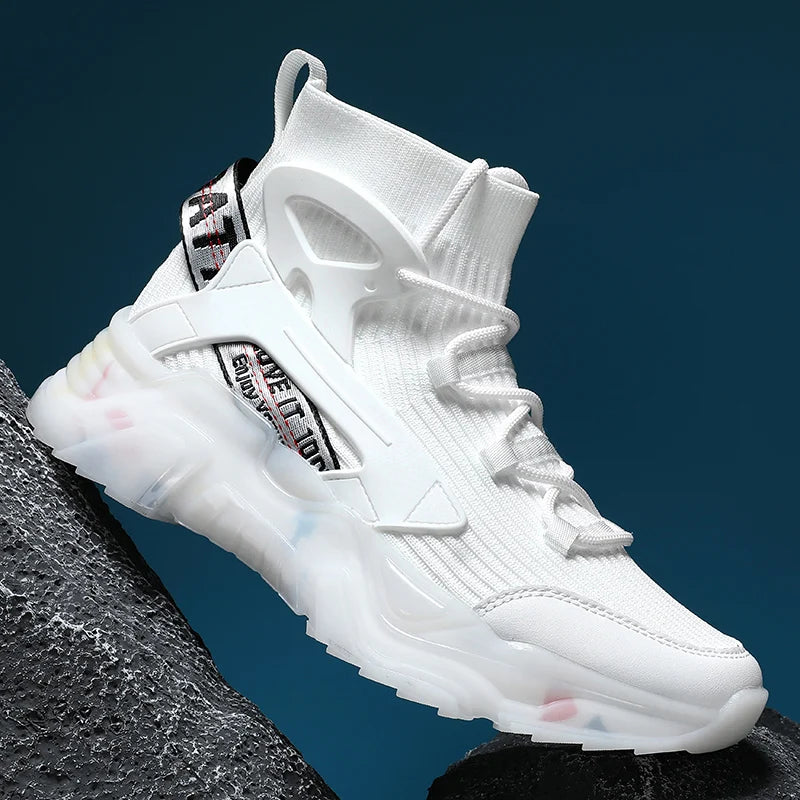 Men's High-Top Running Shoes – Breathable Mesh – Non-Slip | KIMLUD