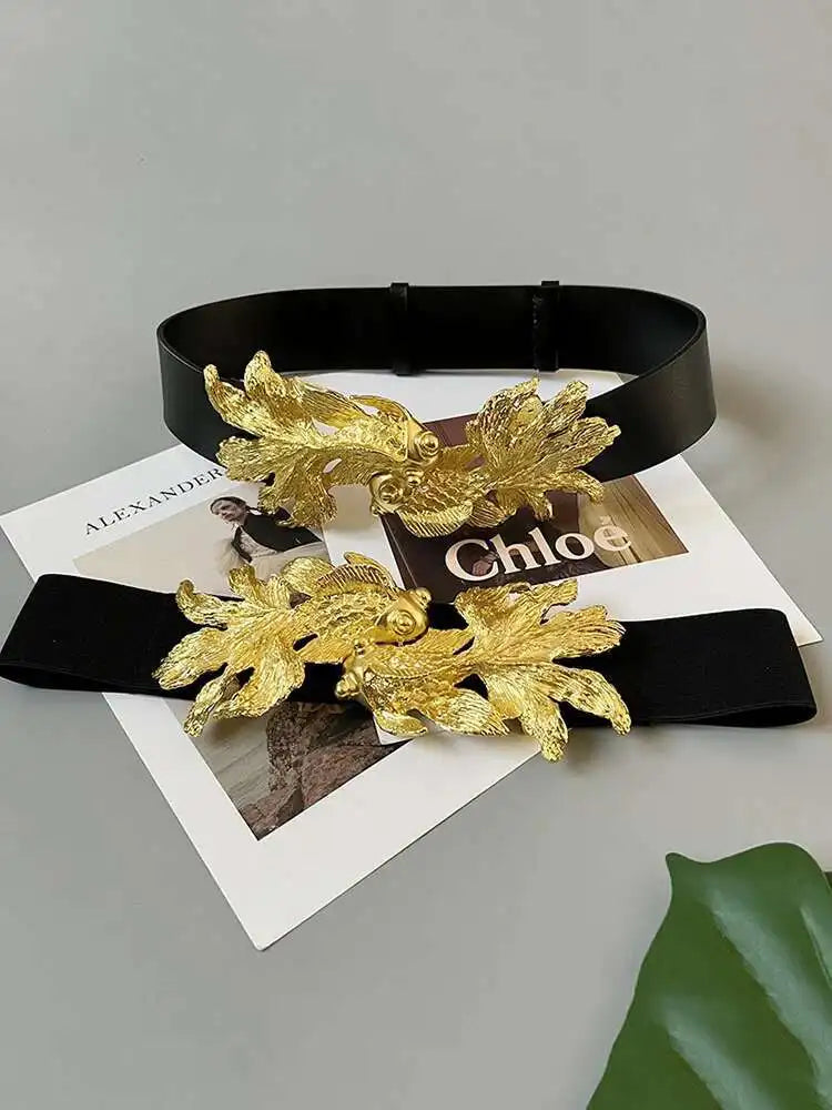 Belt – Goldfish Buckle Design – PU Metal – Adjustable | KIMLUD