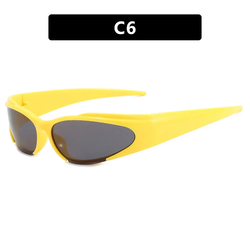 Women Retro Brand Design Fashion Shades Punk Sun Glasses Classic Wrap Around Y2k Sunglasses for Men Outdoor Sports Goggles - KIMLUD