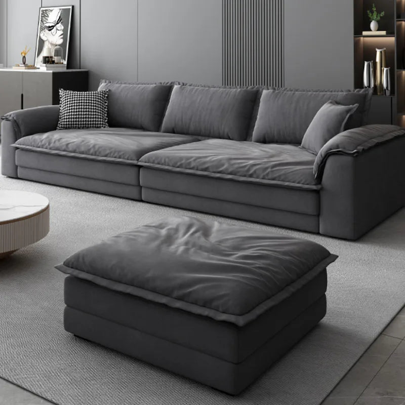 Nordic Minimalist L-Shaped Sectional Sofa Cloud Cushions — Charcoal Gray | KIMLUD